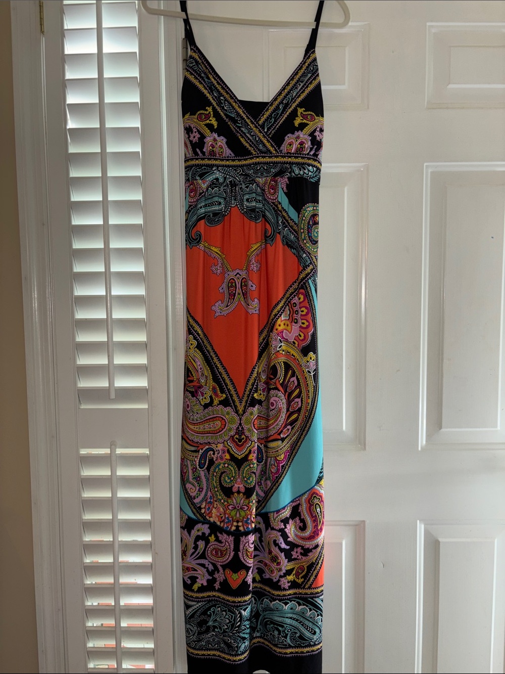 MSK Multicolor Paisley Maxi Dress with Teal & black orange Print Med